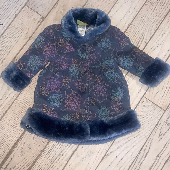 Penelope Mack Floral Print Small Corduroy Coat Size 18M